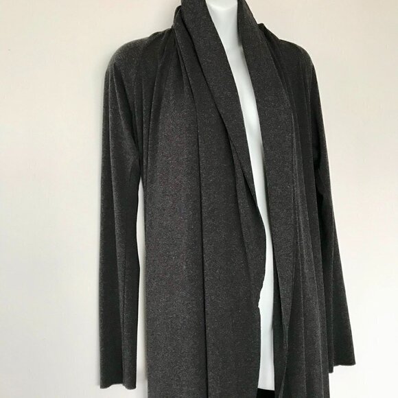 HAZEL Women's Long Dark Grey, Shall/Waterfall Sweater Cardigan, long sleeve sz S - Picture 3 of 15